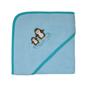 Wörner Südfrottier Kapuzenbadetuch "Pinguine eisblau"  Gr. 80x80