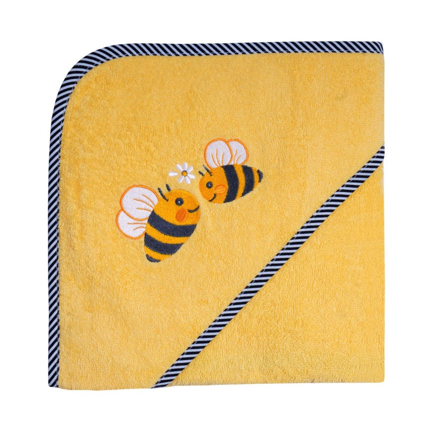 Wörner Südfrottier Kapuzenbadetuch "Bienchen gelb"  Gr. 80x80