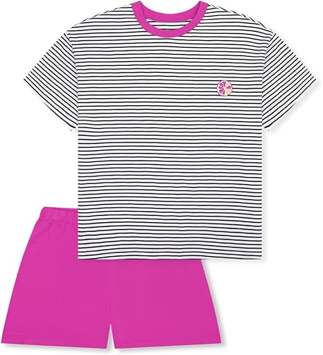 Schiesser kurzer Mädchen Schlafanzug Fuchsia/Ringel Gr.176