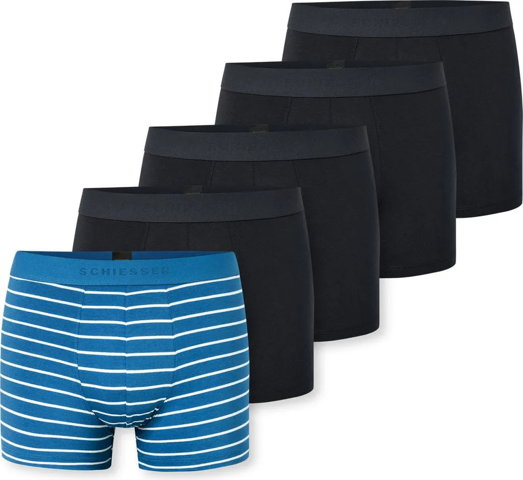 Schiesser Shorts 5er-Pack schwarz/geringelt Gr.M