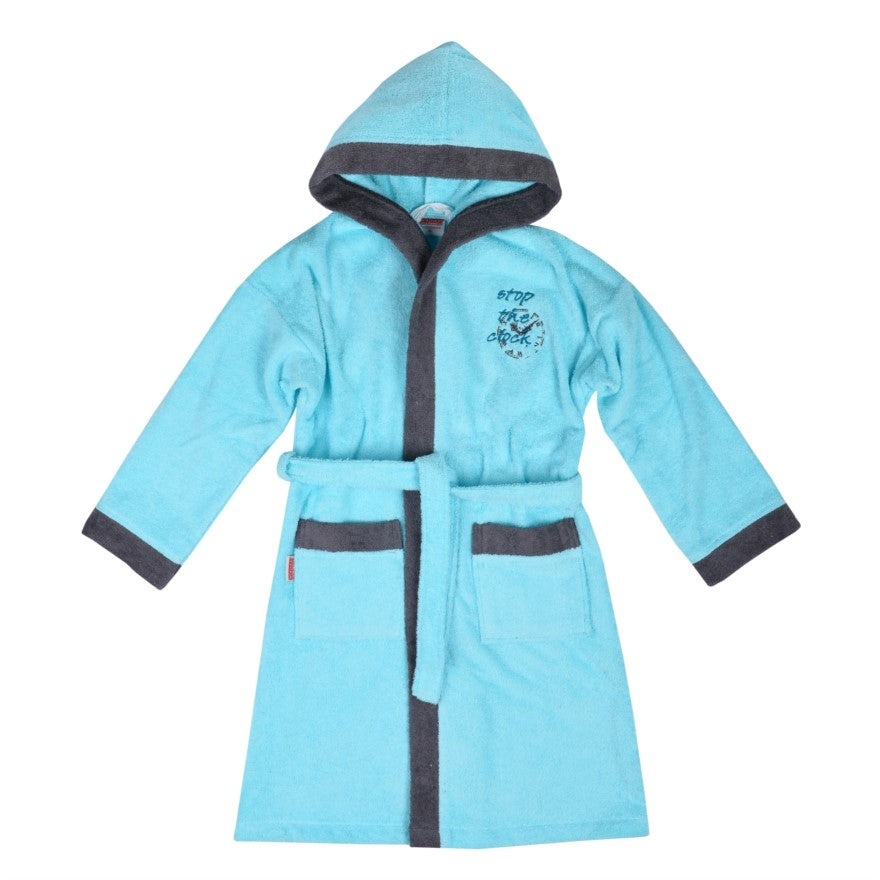 Wörner Südfrottier Mädchen Bademantel "Stop the clock " NEUWARE  Gr. 140