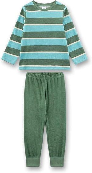 SANETTA  Jungen Schlafanzug  Ringel grün Frottee NEU Gr.140