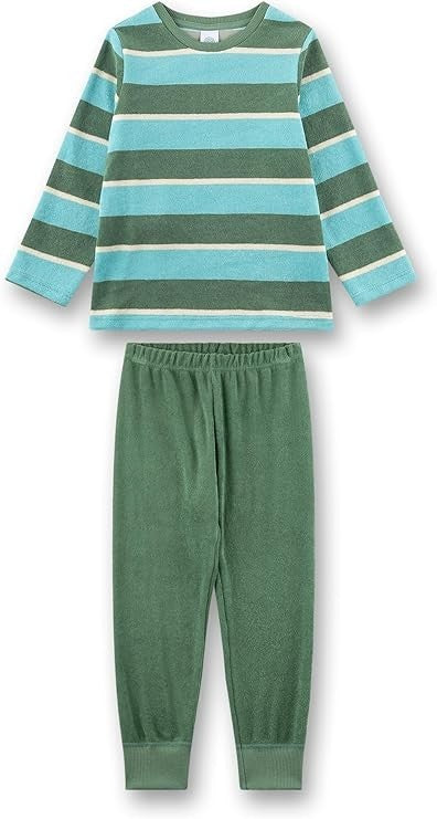 SANETTA  Jungen Schlafanzug  Ringel grün Frottee NEU Gr.140