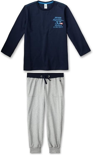 Sanetta Jungen langer Schlafanzug  blau NEUWARE  Gr. 140