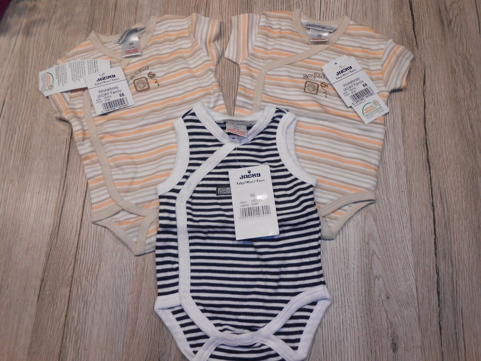  HAMMERANGEBOT 3 BODYS JACKY BABY NEUWARE  GR.56 STATT 25,99 nur 10,99 !!