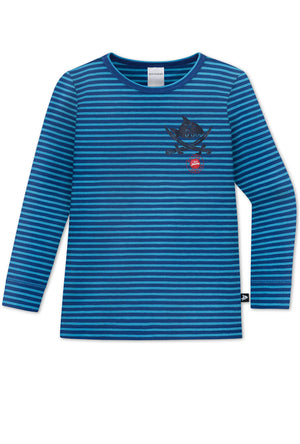 Schiesser Jungen Shirt langarm Unterhemd "Capt'n Sharky" blau Gr. 92 - 98