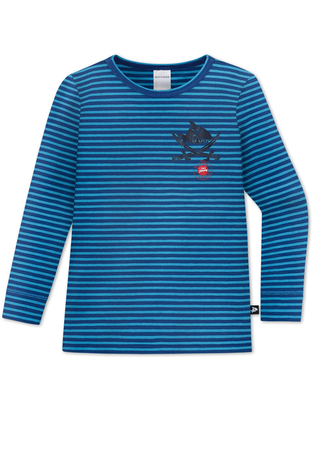 Schiesser Jungen Shirt langarm Unterhemd "Capt'n Sharky" blau Gr. 92 - 98