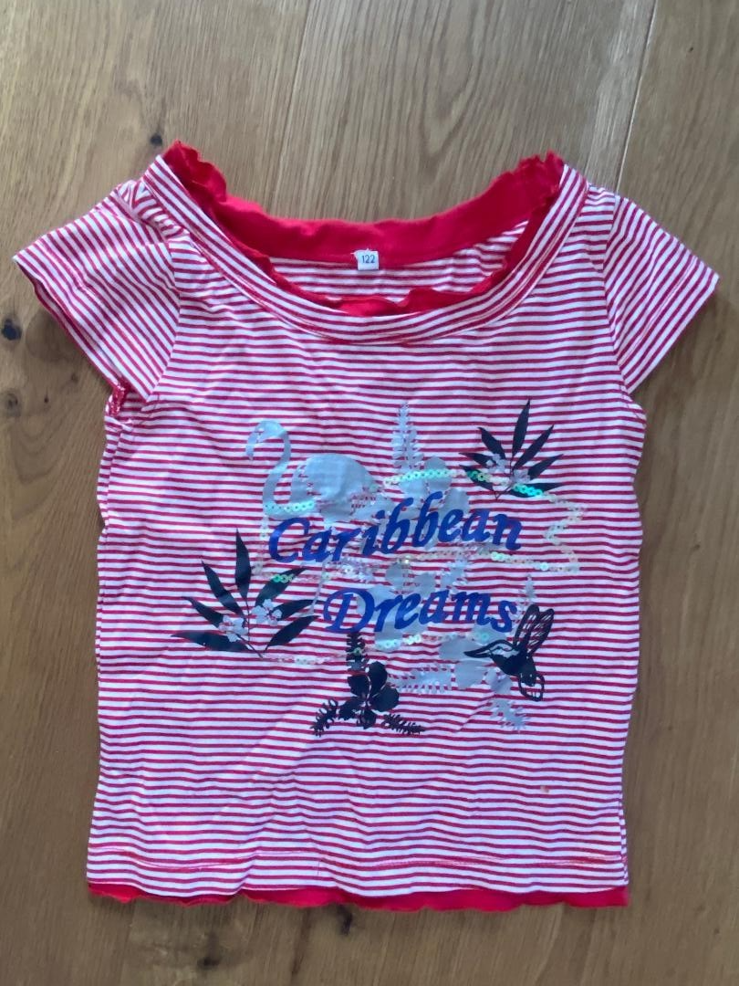 Mädchen kurzarm Shirt T-Shirt "Ringel" Gr. 122