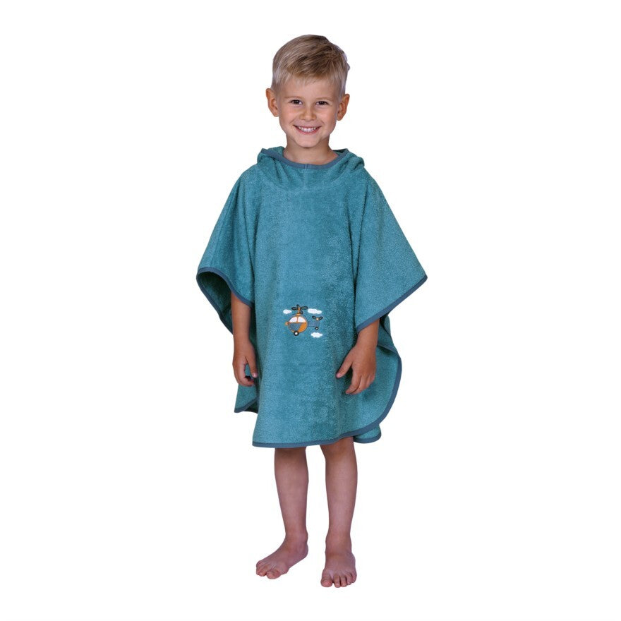 Wörner Südfrottier  Hubschrauber blau Bade-Poncho 60x75 cm