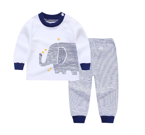 Süßer Baumwoll Jungen Schlafanzug mit  Elefanten Design von 1 Jahr bis 5 Jahre