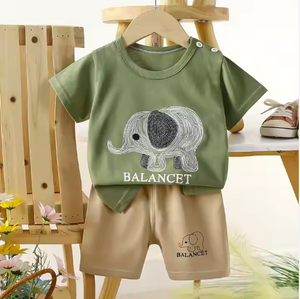 Cooler Baumwoll Jungen 2 Teiler  mit Elefanten Design von 1 Jahr bis 6 Jahre