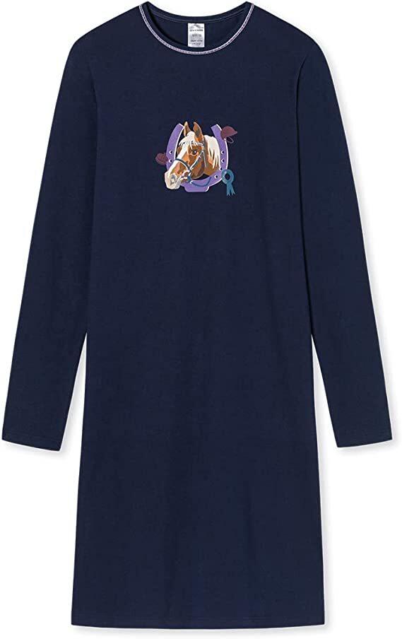 Schiesser Mädchen  Nachthemd "Pferd"  Blau HW Gr. 116-152