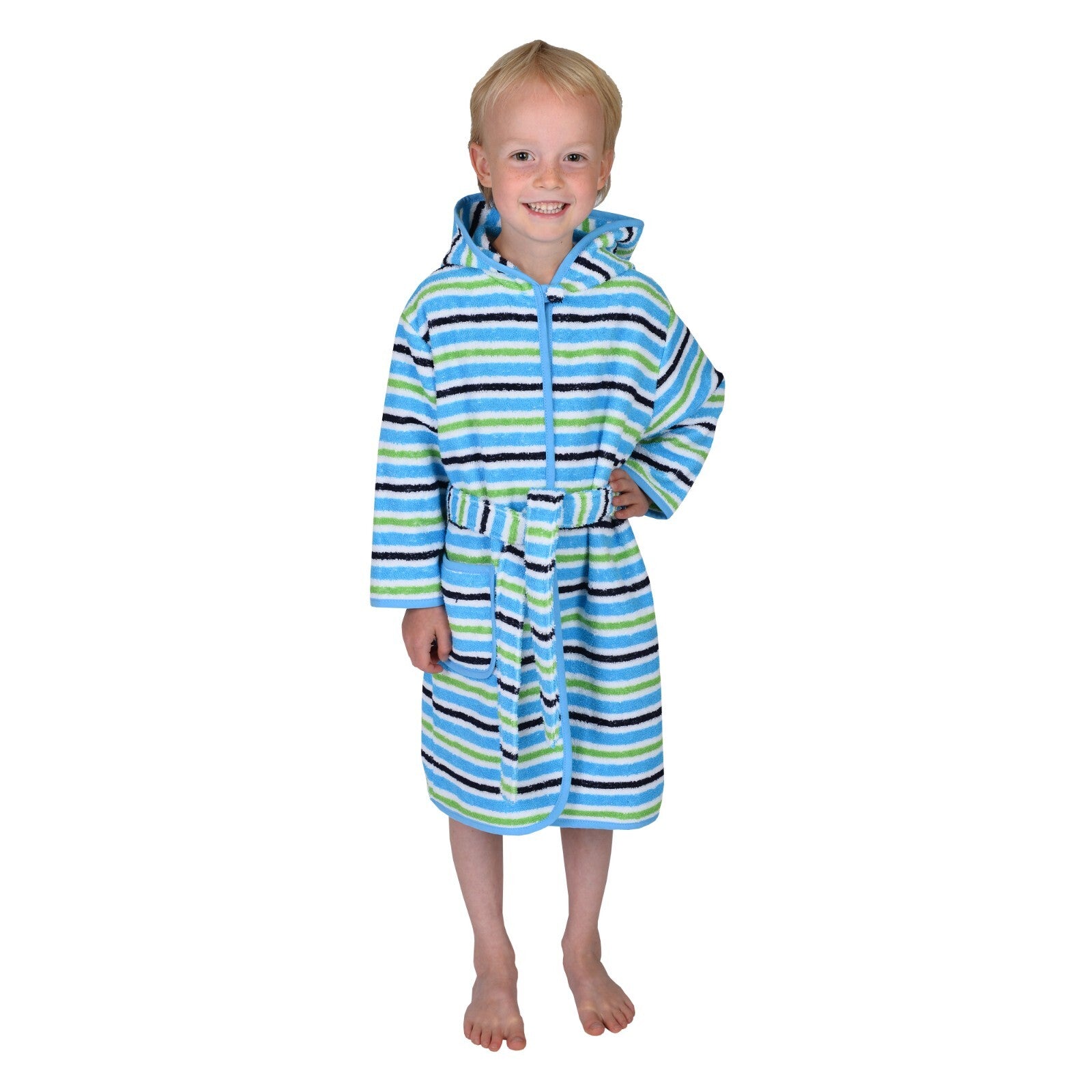 Wörner Südfrottier Ringel blau Bademantel Gr 86/92 NEU