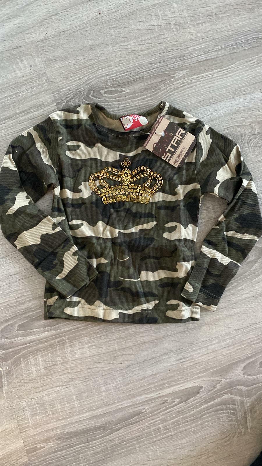 MEGA COOLES ARMYSHIRT MIT PAILETTEN NEU GIRLSTAR GR .128