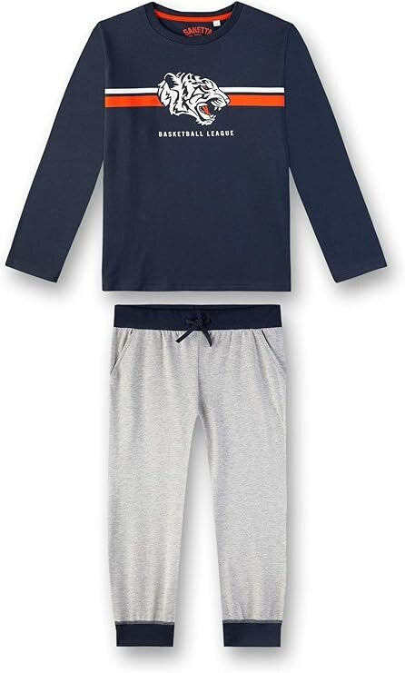 Sanetta Jungen langer Schlafanzug Basketball League NEUWARE  Gr. 152