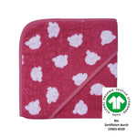  Wörner Südfrottier Kapuzenbadetuch BIO  "Teddy rot" Gr. 80x80