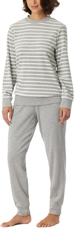 "SONDERPREIS"  Schiesser Damen Schlafanzug Pyjamaset Grau FROTTEE Gr 50