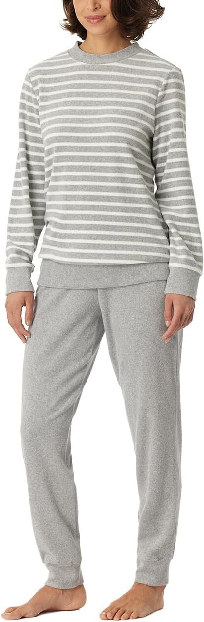 "SONDERPREIS"  Schiesser Damen Schlafanzug Pyjamaset Grau FROTTEE Gr 50