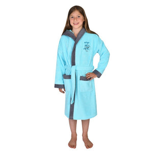 %%  Wörner Südfrottier Mädchen Bademantel "Stop the Clock " NEUWARE  Gr. 128 %%