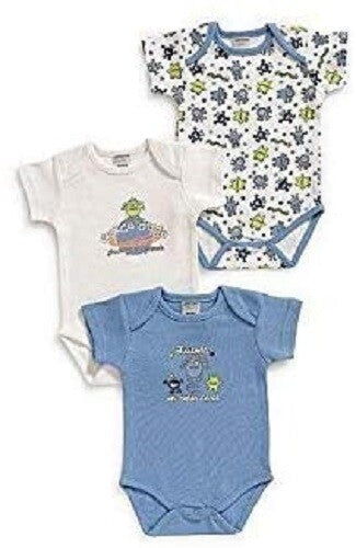 Jacky Baby Kurzarm Body 3er-Pack  "MONSTER"  Junge blau Gr. 62-68