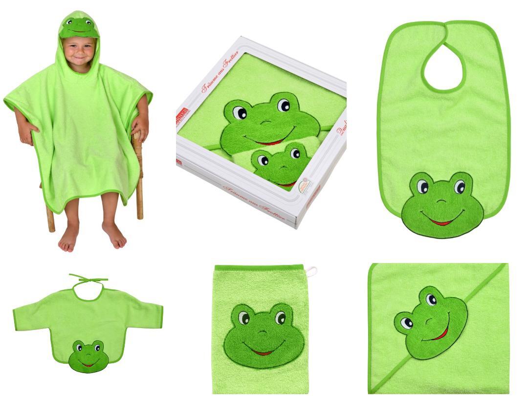 NEU Südfrottier Serie "Frosch Limone" Badetücher, Badeponcho, Lätzchen etc