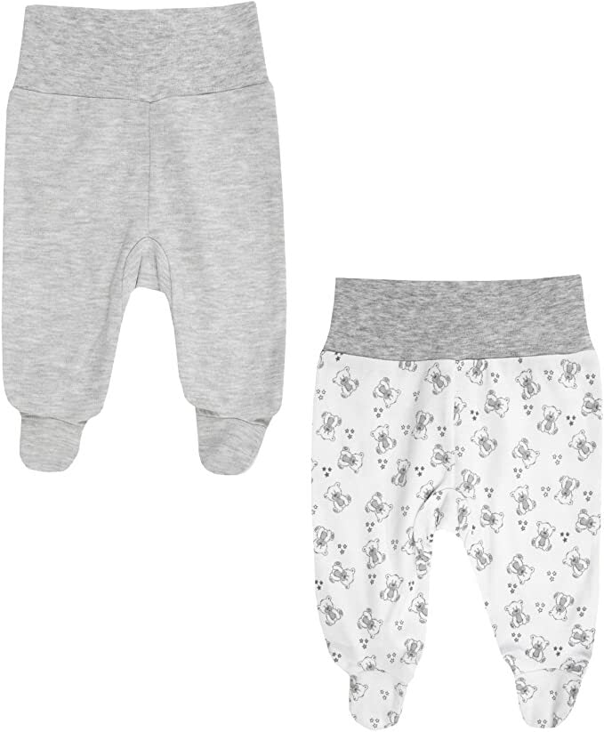 Jacky Baby Jogginghose 2er-Pack  Grau weiß UNISEX Gr. 50/56 + 62/68