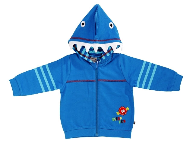 %% Jacky Baby Jacke Jungen Sweatjacke Kapuze "Ocean Fun" Hai blau  Gr. 50-92 %%
