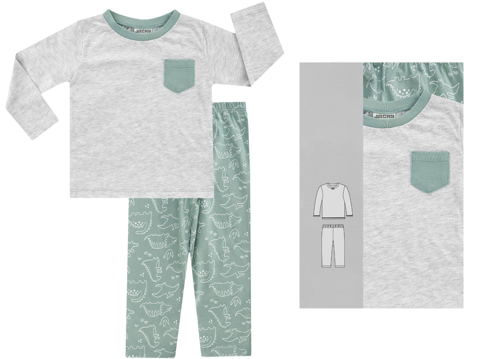 Jacky Schlafanzug lang Jungen 2-tlg. Dino Gr. 98-152