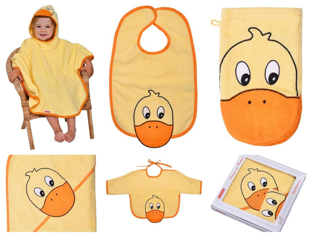 NEU Südfrottier Serie "Ente Mais" Badetücher, Badeponcho, Lätzchen etc