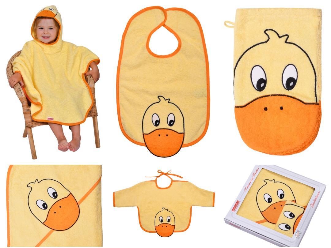 NEU Südfrottier Serie "Ente Mais" Badetücher, Badeponcho, Lätzchen etc