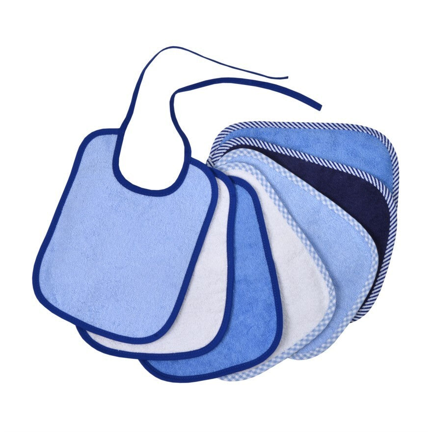 %%  Wörner Südfrottier Riesen-Lätzchen Größe 20/25 uni 7er Set Blau