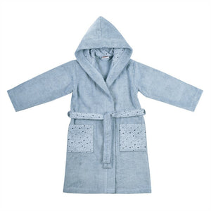  TOP Wörner Südfrottier Wal stahlblau Kinder-Bademantel Größe 86-140