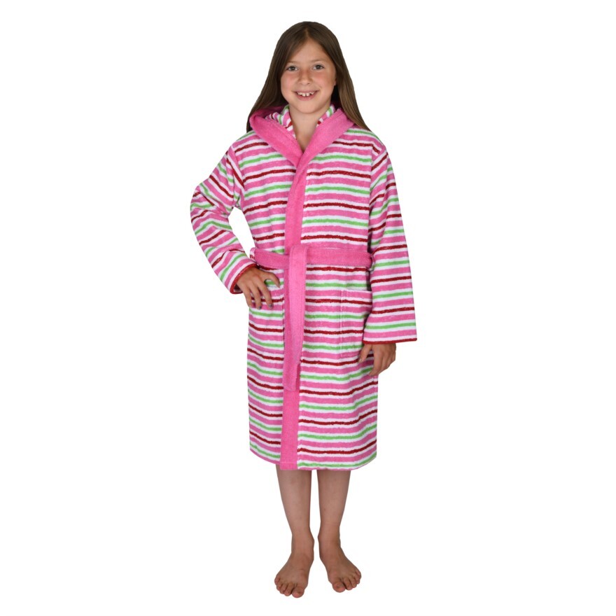*NEU* Wörner Bademantel Mädchen "Ringel Orchidee " Frottier Gr.128 - 176