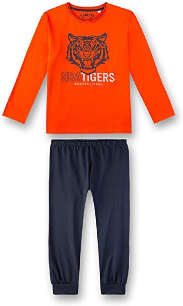 Sanetta Jungen langer Schlafanzug Rot Tiger Gr. 140