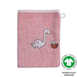 %% Wörner Südfrottier Waschhandschuh Dino rosa  Gr. 15x20 %%