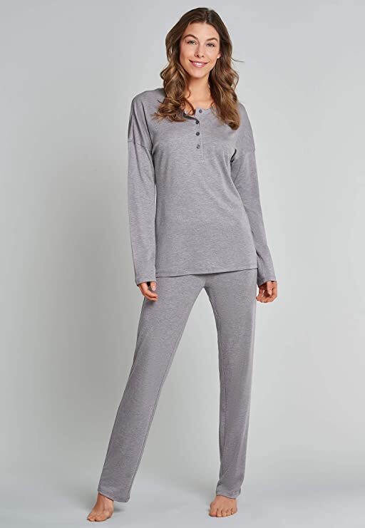 Schiesser Damen Sleep Lounge Anzug Pyjamaset Taupe Gr 44 EDEL