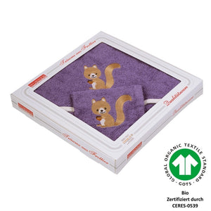 BIO Wörner Südfrottier Eichhörnchen Flieder Baby Geschenkekarton neu und Ovp