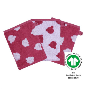 %%  Wörner Südfrottier Teddy rot BIO Waschhandschuh 3er Set 15 x 21 cm