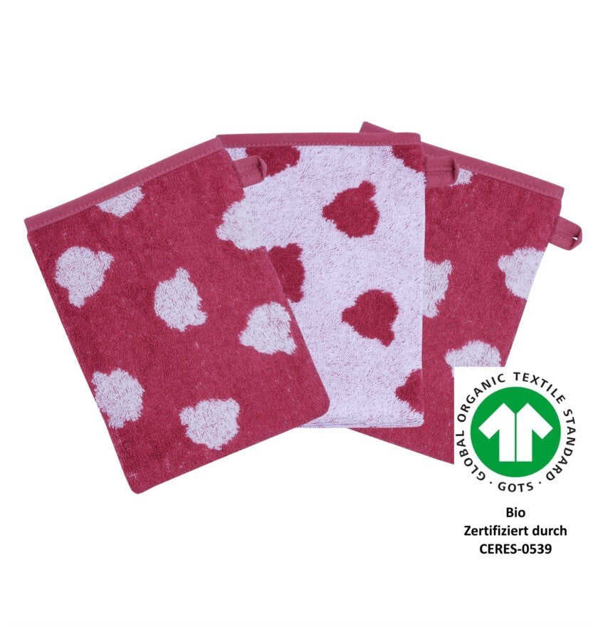 %%  Wörner Südfrottier Teddy rot BIO Waschhandschuh 3er Set 15 x 21 cm