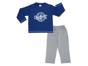 Jacky Schlafanzug lang Jungen 2-tlg. blau grau Champions Gr. 86/92 - 122/128