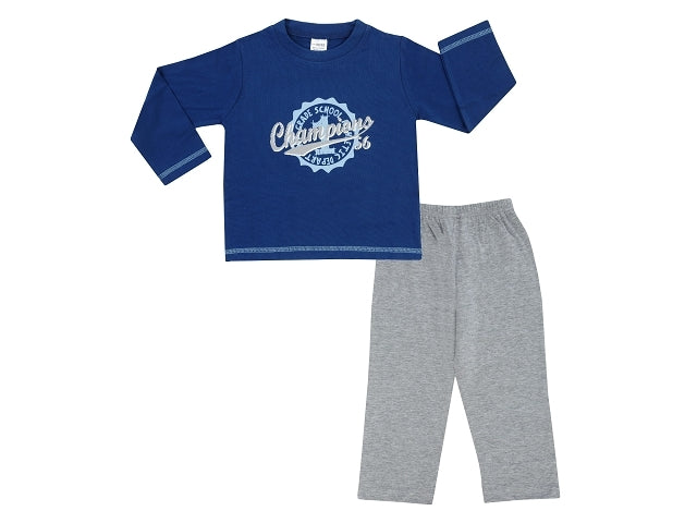 Jacky Schlafanzug lang Jungen 2-tlg. blau grau Champions Gr. 86/92 - 122/128