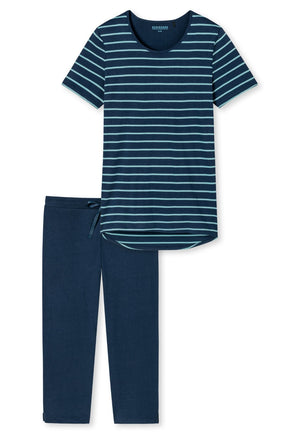 %% SCHIESSER SCHLAFANZUG KURZ MODAL Blau geringelt  Gr 36  %%
