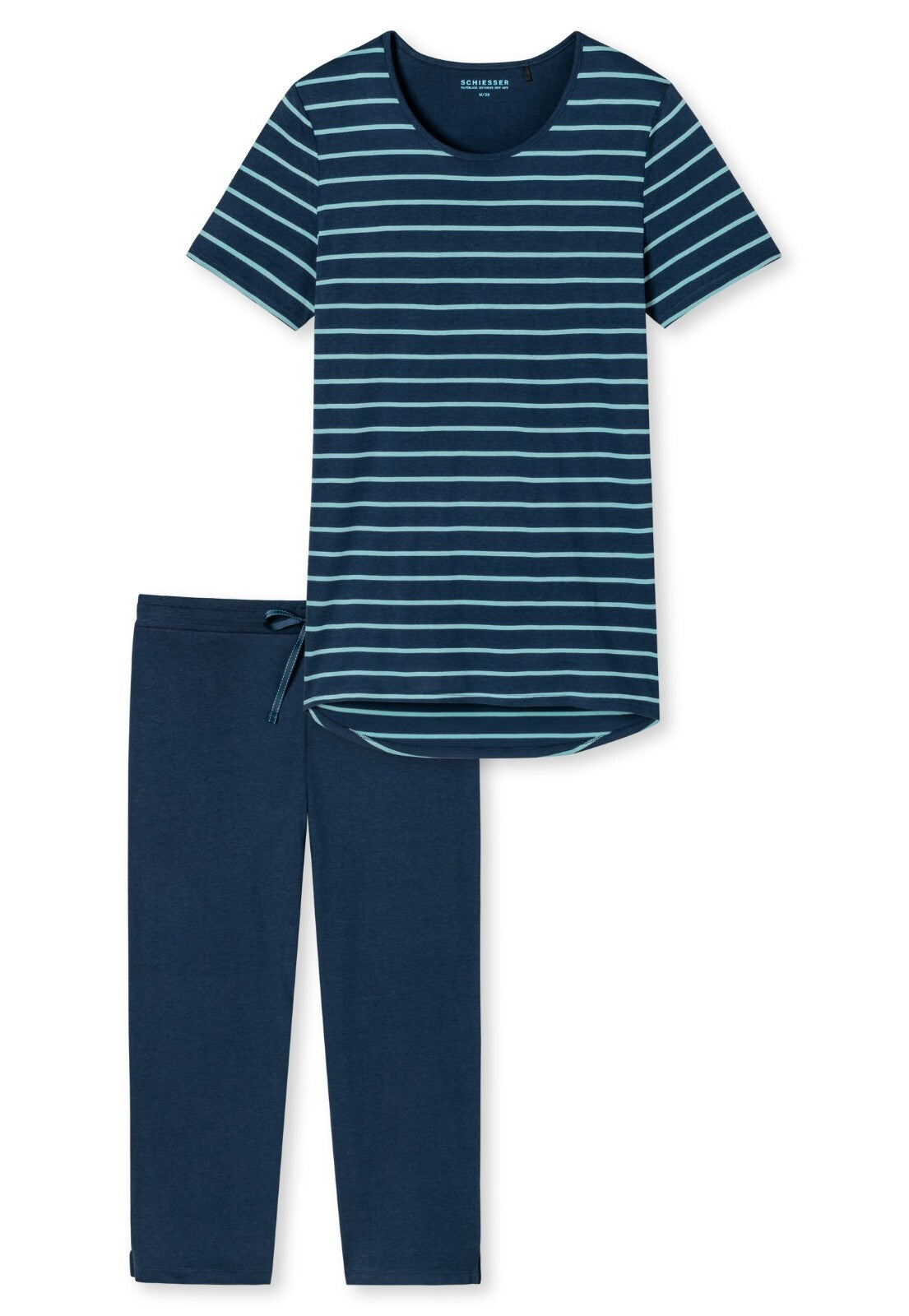 %% SCHIESSER SCHLAFANZUG KURZ MODAL Blau geringelt  Gr 36  %%