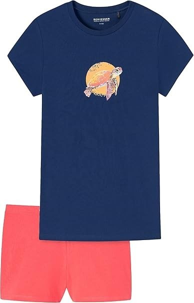 Schiesser Mädchen Schlafanzug kurz Shorty  blau  NEU Gr. 152