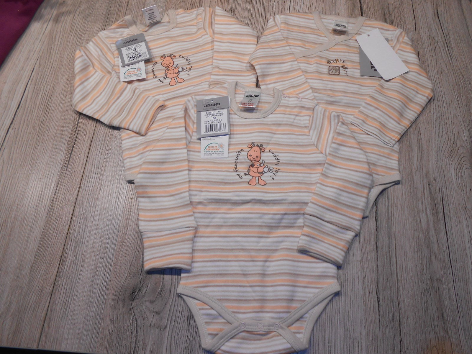  HAMMERANGEBOT 3 BODYS JACKY BABY NEUWARE  GR.68 STATT 25,99 nur 12,99 !!