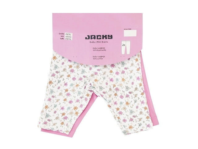 Jacky Baby Leggings Jogginghose 2er-Pack  rosa geblümt Mädchen Gr. 50/56 - 86/92