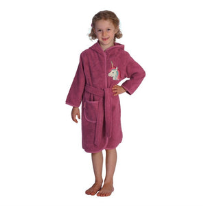 Wörner Südfrottier  MAUZ Mädchen " Einhorn Mauve "   Bademantel  Gr. 74 - 116