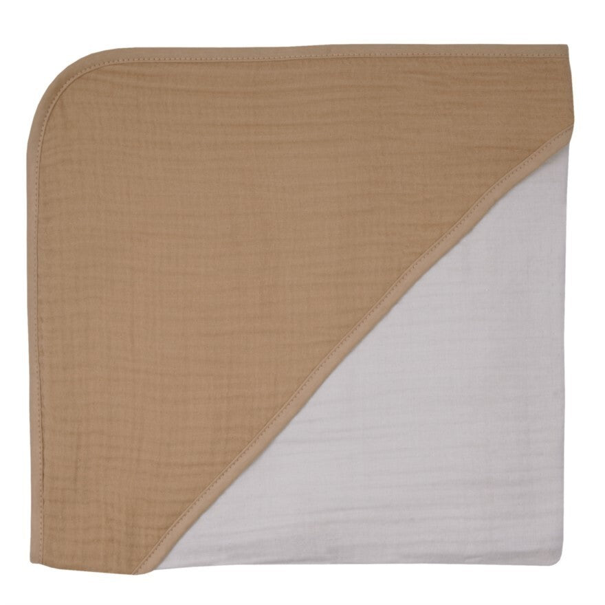 Musselin Uni kalkstein-braun Kapuzen-Badetuch Gr. 100x100 NEU und OVP