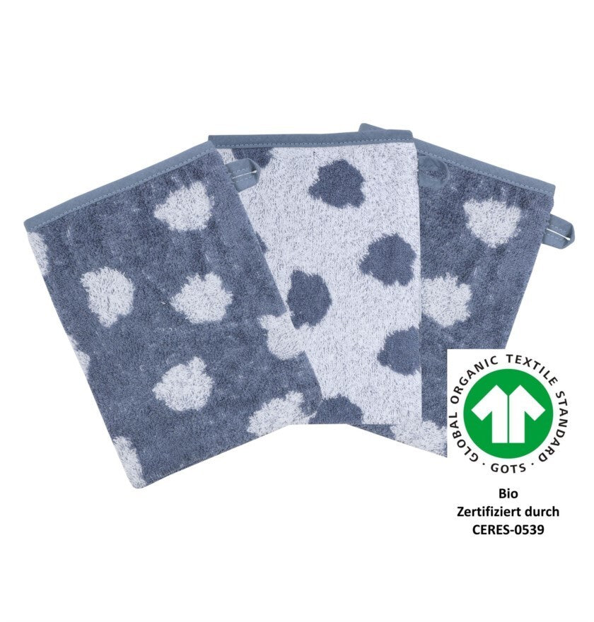 %%  Wörner Südfrottier Teddy blau BIO Waschhandschuh 3er Set 15 x 21 cm