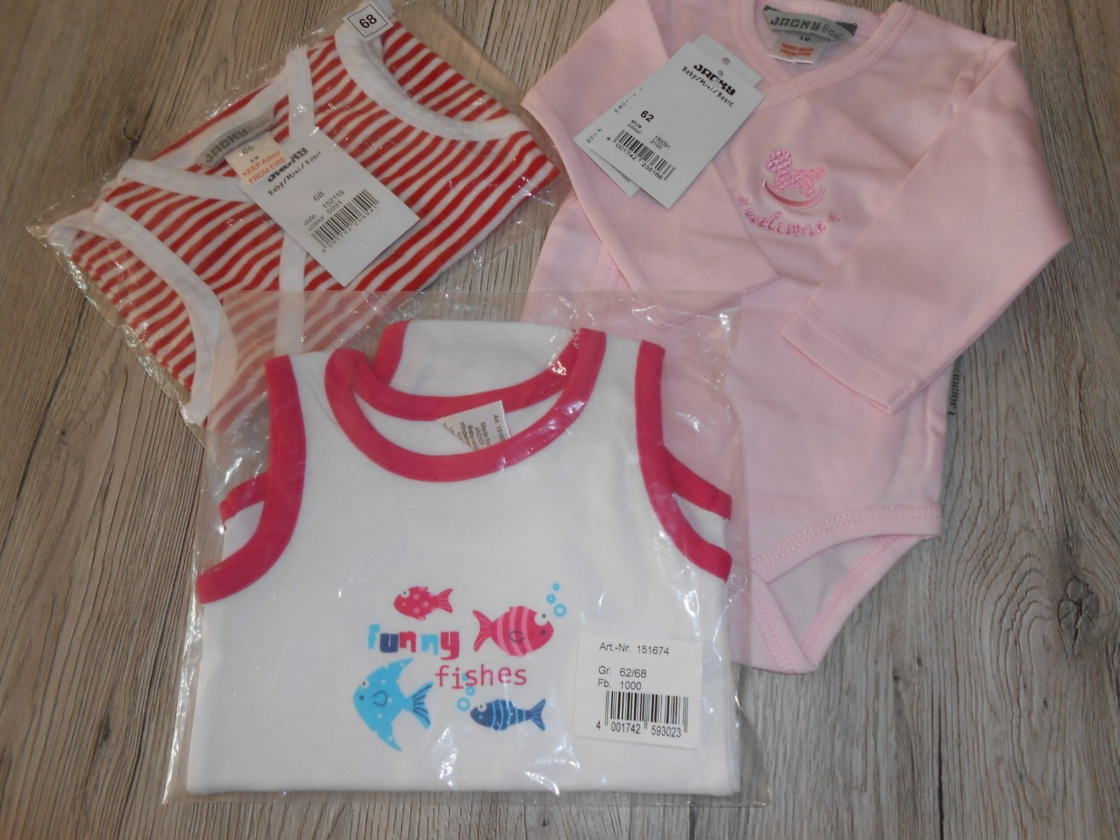  HAMMERANGEBOT 3 BODYS JACKY BABY NEUWARE  GR.62/68 STATT 28,99 nur 14,99 !!